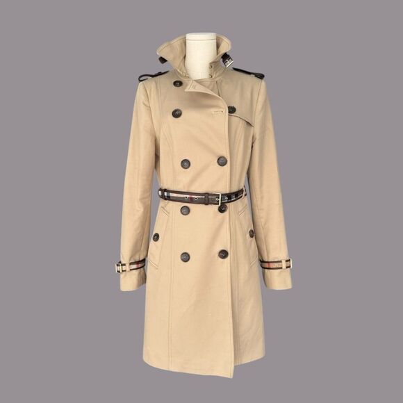 BURBERRY EUC mid-length belted Gabardine trench in Honey Size L - Picture 4 of 11